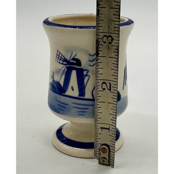 VINTAGE DELFT Blue Hand-painted DECANTER w/Cork with 6 Ceramic Raised Shot Cups - Picture 11 of 12